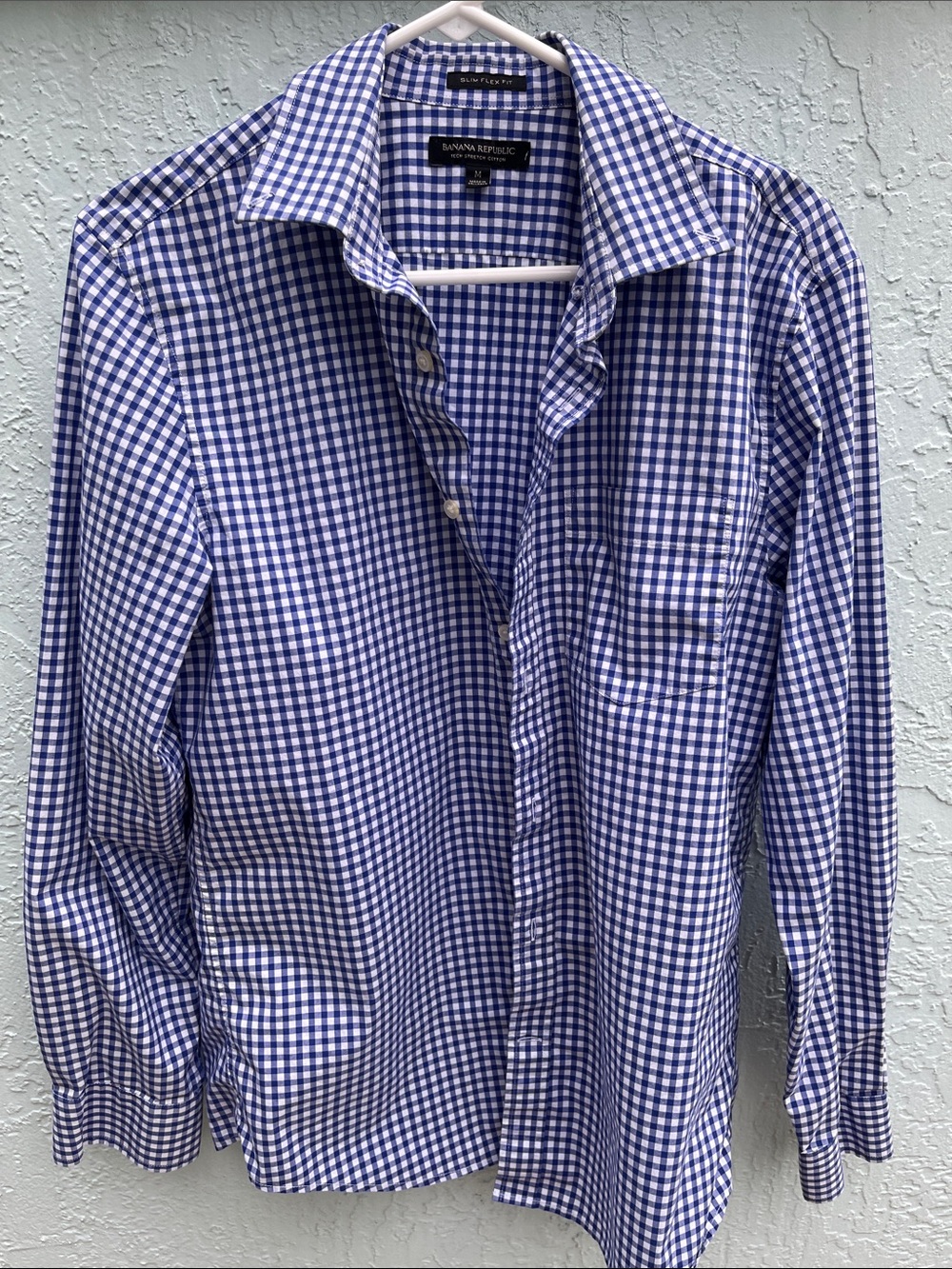 Banana Republic Blue and White Gingham Dress Shirt